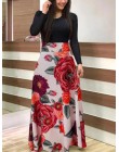 Wiosna kobiety Maxi sukienka w stylu Vintage, w kwiaty drukuj Splice Casual sukienka z długim rękawem 5XL Plus rozmiar elegancki