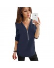 Zipper z krótkim rękawem koszule damskie Sexy V Neck solidne damskie topy i bluzki koszulka Casual koszule topy ubrania damskie 