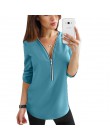 Zipper z krótkim rękawem koszule damskie Sexy V Neck solidne damskie topy i bluzki koszulka Casual koszule topy ubrania damskie 