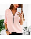 Zipper z krótkim rękawem koszule damskie Sexy V Neck solidne damskie topy i bluzki koszulka Casual koszule topy ubrania damskie 