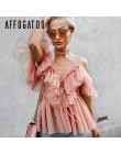 Affogatoo Sexy v z dekoltem, bez ramienia peplum bluzka top kobiety plisowana falbana w stylu vintage mesh bluzka koszula w styl