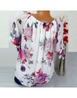 JAYCOSIN Plus Size damska bluzka z krótkim rękawem Print Off Shoulder bluzka pulowerowe topy stylowa luźna koszula damska