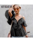 Affogatoo Sexy v z dekoltem, bez ramienia peplum bluzka top kobiety plisowana falbana w stylu vintage mesh bluzka koszula w styl