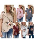 2020 lato dorywczo stylowe kobiety dorywczo kwiatowy Print krótki rękaw szyfonu koszule O-Neck topy moda S M L XL XXL XXXL!