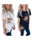 2020 lato dorywczo stylowe kobiety dorywczo kwiatowy Print krótki rękaw szyfonu koszule O-Neck topy moda S M L XL XXL XXXL!