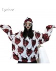 Lychee Harajuku Demon drukuj lato kobiety bluzka Punk Gothic Casual luźna koszulka z krótkim rękawkiem topy kobieta