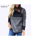 Nadafair szeroka bluza z polaru kobiet jesień Faux futro Patchwork z golfem na co dzień bluza plus size kobiet swetry na zimę