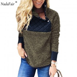 Nadafair szeroka bluza z polaru kobiet jesień Faux futro Patchwork z golfem na co dzień bluza plus size kobiet swetry na zimę