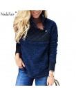 Nadafair szeroka bluza z polaru kobiet jesień Faux futro Patchwork z golfem na co dzień bluza plus size kobiet swetry na zimę