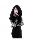 5XL Gothic Punk bluzy z kapturem z nadrukami bluzy damskie z długim rękawem czarna kurtka płaszcz z suwakiem jesienno-zimowa kob