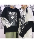 Lychee Harajuku japońskie anime drukuj kobiety bluza fałszywe 2 kawałki O-Neck z długim rękawem Casual luźna bluza damska Street