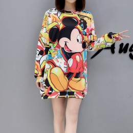 2019 nowa wiosna jesień cute cartoon wydrukowano duży rozmiar średniej długości płaszcz moda damska hedging casual fashion bluza