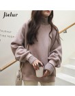 Jielur Korean Style ponadgabarytowe bluzy damskie zimowe fałszywe dwa kawałki bluza damska z golfem luźny, gruby swetry z polaru