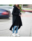 Jesienno-zimowa długa bluza płaszcz kobiety moda w stylu casual, na zamek błyskawiczny otwórz Stitch kieszenie bluza z kapturem 