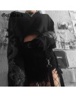 Goth ciemny czarny nadruk ze smokiem Gothic Vintage bluzy damskie Harajuku luźna jesień 2019 Crop Flare rękaw bluza z kapturem