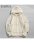 ZAFUL zimowe damskie bluzy z kapturem płaszcz solidna kieszeń puszyste męskie swetry z kieszenią w stylu streetwear bluza z kapt