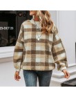 BerryGo Vintage lambswool plaid bluzy damskie bluza O neck luźny sweter bluza damska jesienne zimowe damskie ciepłe kurtki