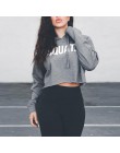 InstaHot Letter Print SQUAT bluzy damskie z kapturem na jesień bawełniane krótkie bluzki fajne w stylu streetwear trzy kolory zi