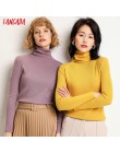 Tangada zima moda kobiety jednokolorowy golf sweter kobiet z długim rękawem elegancki, szykowny damskie swetry sweter pull femme