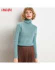 Tangada zima moda kobiety jednokolorowy golf sweter kobiet z długim rękawem elegancki, szykowny damskie swetry sweter pull femme