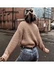 Fargeous Khaki sweter z golfem dla kobiet jesienno-zimowa bluza z długim rękawem 2019 dzianinowa luźna modna sweter Femme