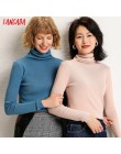 Tangada zima moda kobiety jednokolorowy golf sweter kobiet z długim rękawem elegancki, szykowny damskie swetry sweter pull femme