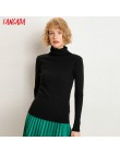 Tangada zima moda kobiety jednokolorowy golf sweter kobiet z długim rękawem elegancki, szykowny damskie swetry sweter pull femme