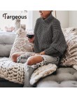 Fargeous Khaki sweter z golfem dla kobiet jesienno-zimowa bluza z długim rękawem 2019 dzianinowa luźna modna sweter Femme