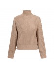 Fargeous Khaki sweter z golfem dla kobiet jesienno-zimowa bluza z długim rękawem 2019 dzianinowa luźna modna sweter Femme