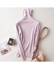 Tangada zima moda kobiety jednokolorowy golf sweter kobiet z długim rękawem elegancki, szykowny damskie swetry sweter pull femme