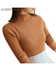 Sweter z golfem kobiety moda 2020 jesienne zimowe czarne bluzki damskie dzianinowe swetry z długim rękawem Jumper Pull Femme odz