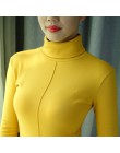 Sweter kobiet miękkie koreański styl Skinny zima sweter z golfem kobiety Bodycon swetry basic z długim rękawem Pull Femme płaszc