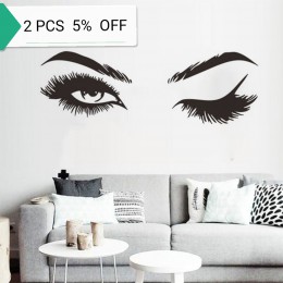 Lash & Brows Eyes cytat naklejki ścienne moda Vinyl rzęsy naklejki ścienne dla dziewczyn sypialnia brwi sklep wystrój salonu pię