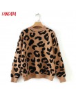 Tangada kobiety leopard sweter z dzianiny zimowy nadruk zwierzęta zimowe grube z długim rękawem damskie swetry casual topy 2X05