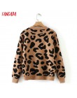 Tangada kobiety leopard sweter z dzianiny zimowy nadruk zwierzęta zimowe grube z długim rękawem damskie swetry casual topy 2X05