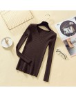 Sweter pulower z dzianiny kobiet 2019 zimowe ubrania damskie Jumper V Neck miękkie żebra dzianiny zima topy dzianina Pull Femme 