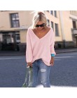 Seksowna dzianina V Neck sweter Plus rozmiar luźny, typu Oversize sweter kobiet z długim rękawem sweter z dzianiny Pull kobieta 