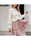 BeAvant dziergany sweter zimowy damski sweter latarnia rękaw damski swetry damski minimalistyczny pull femme uroczy biały sweter