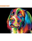 CHENISTORY wstępnie oprawiony lew ręcznie malowany obrazek By Numbers Animal Modern Wall Art Picture farba akrylowa na płótnie d