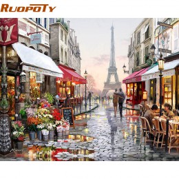 RUOPOTY Paris Street zrób to sam Painting By Numbers Handpainted płótnie obraz z domu Wall Art Picture Do salonu wyjątkowy preze