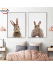 Baby Animal plakaty i druki Rabbite żyrafa obraz ze słoniem na płótnie przedszkole Wall Art obraz nordycki dekoracja pokoju dzie