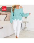 Vana Javeasen Off The Shoulder jesień sweter dla kobiet Fringe Distressed dzianiny bluzki damskie swetry z długim rękawem swetry