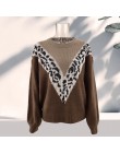 Jesienno-zimowy moherowy sweter lampart damski sweter Plus Size damski sweter wysokiej jakości dzianinowy typu oversize sweter J