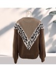 Jesienno-zimowy moherowy sweter lampart damski sweter Plus Size damski sweter wysokiej jakości dzianinowy typu oversize sweter J