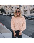 JaMerry Vintage pink hairball jesienne zimowe swetry damskie z długim rękawem luźny pulower 2019 moda elegancka, luźna sweter z 