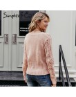 Simplee Hollow out crohect sweter dziergany sweter damski zimowy sweter damski z długim rękawem wysokiej talii kobiet znosić jum