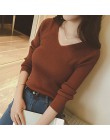 Jesień V Neck sweter moda z dzianiny damskie swetry 2019 zimowe bluzki dla kobiet sweter Jumper Pull Femme Hiver Truien Dames