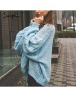 Simplee Hollow out moherowe swetry damskie swetry jesień zima latarnia rękaw kobiet pomarańczowy sweter Oversize ladies jumper 2