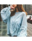 Simplee Hollow out moherowe swetry damskie swetry jesień zima latarnia rękaw kobiet pomarańczowy sweter Oversize ladies jumper 2