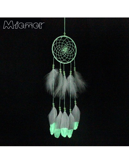 MIAMOR Indian fluorescencja Dreamcatcher Noctilucous wiatr kuranty i domu ściany wiszący wisiorek ornament łapacz snów prezent A